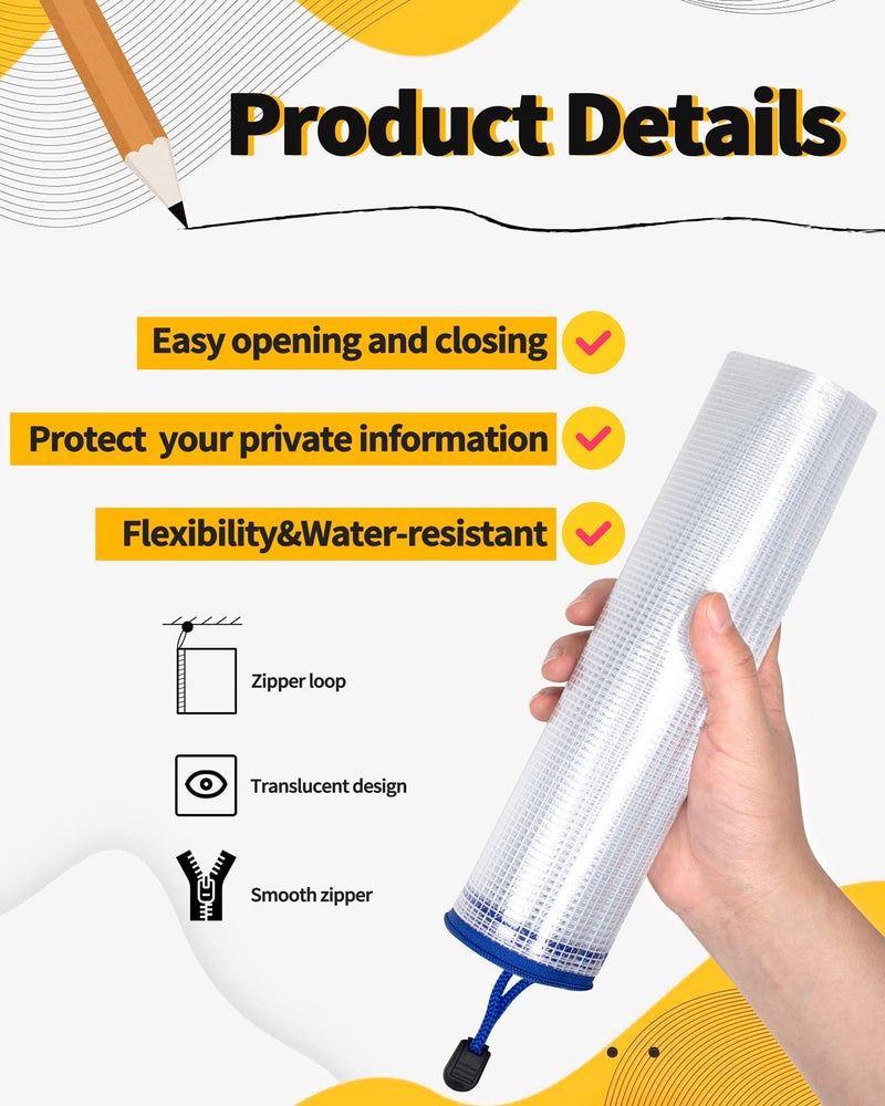 SUNEE Plastic Mesh Zipper Pouch 7.8x10.8 in (6 Colors, 12 Packs), Small Water-Resistant Zip Bag for School Office Supplies, Pencil Organizing Storage - Image 3